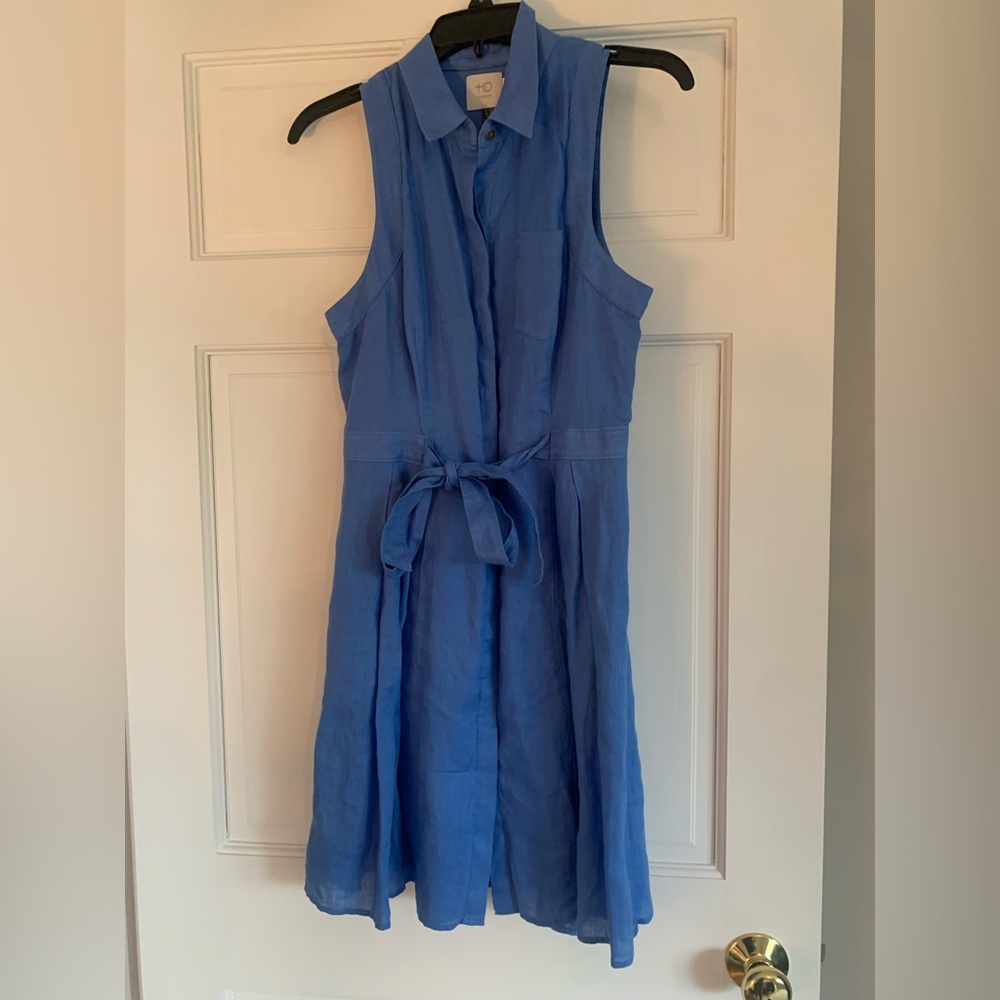 Anthropologie Blue Linen Dress